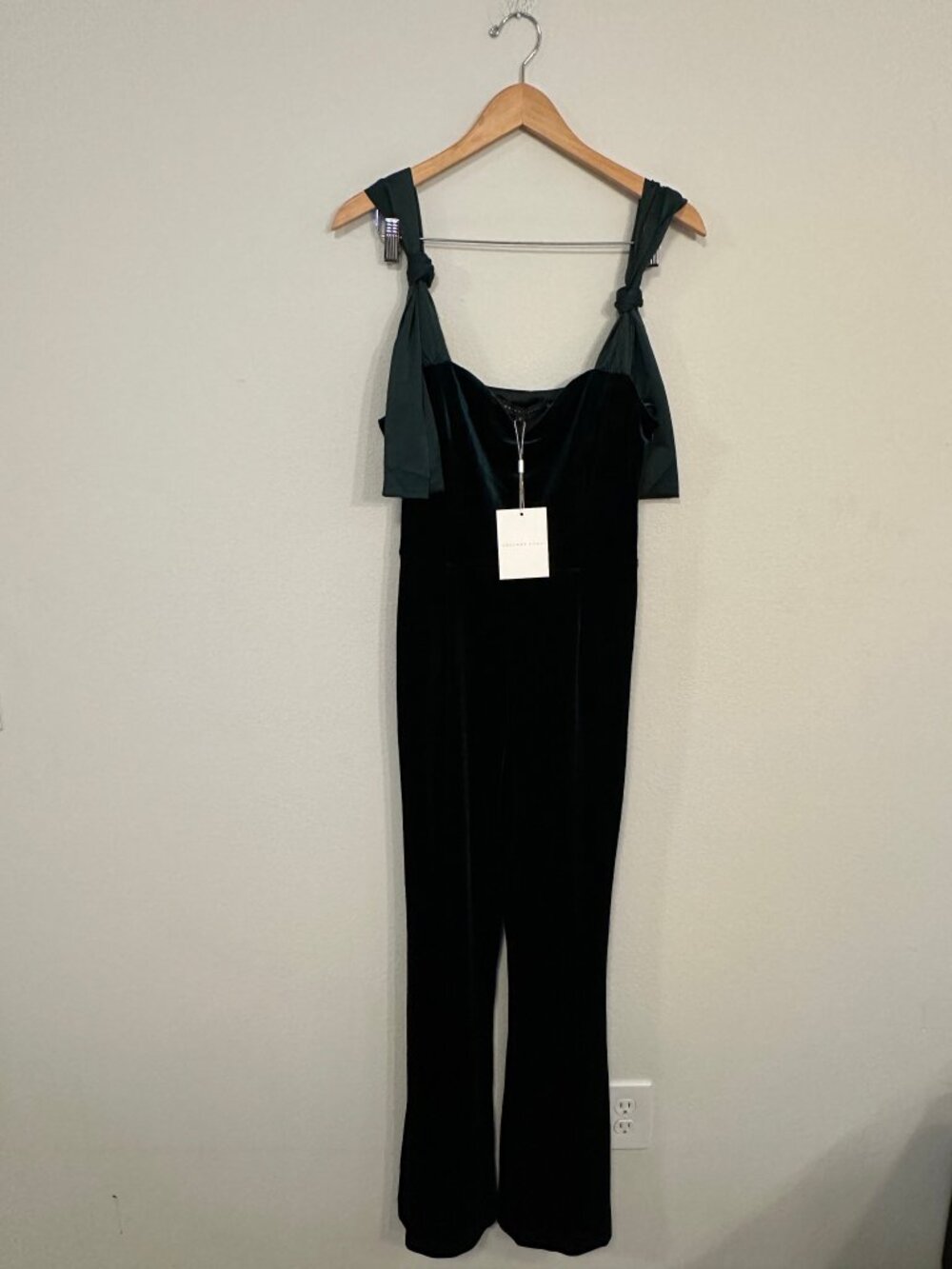 Endless Rose Green Velvet Bow Strap Sweetheart Jumpsuit S